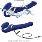 Strap-on-Me Multi Orgasm Silicone Vibrating 3 Motor Remote Control Strapless Strap-On - Large Night Blue