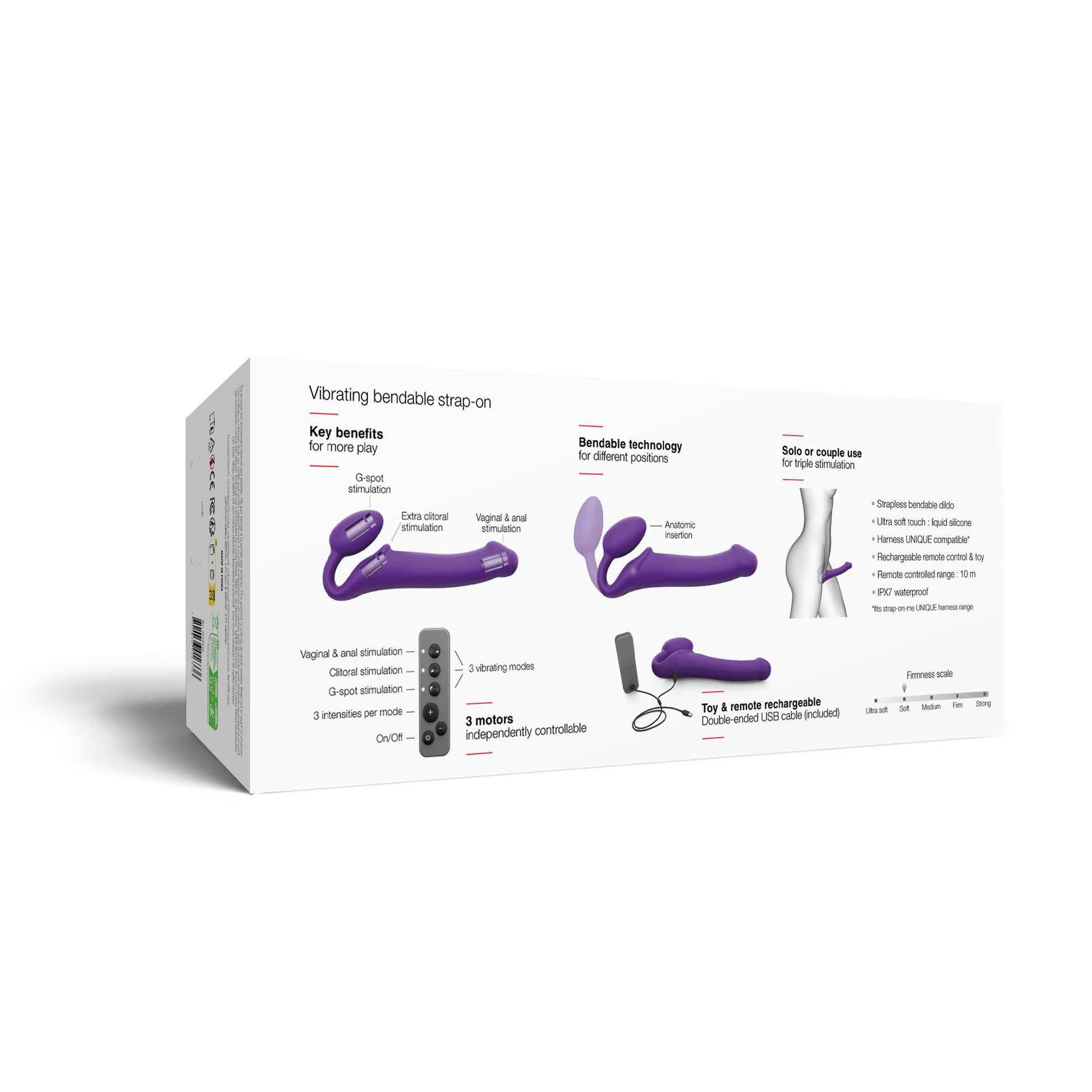 Strap-on-Me Silicone Vibrating Remote Control Strapless Strap-On - Box Back