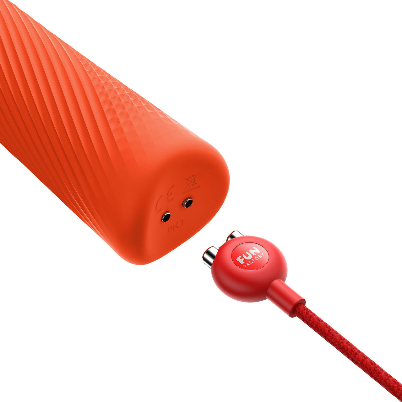 Fun Factory VIM Silicone Rechargeable Vibrating Weighted Rumble Wand - Sunrise Orange