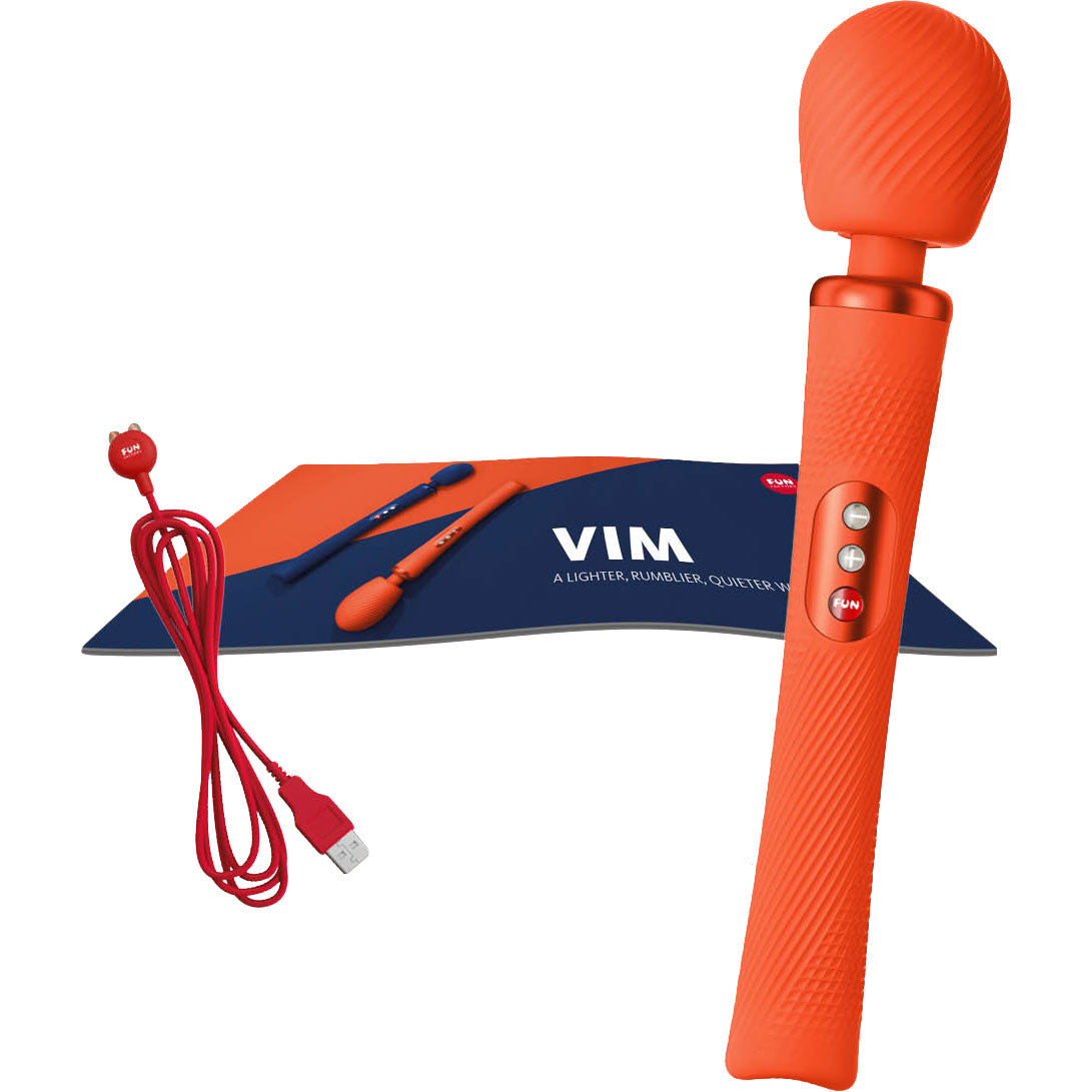 Fun Factory VIM Silicone Rechargeable Vibrating Weighted Rumble Wand - Sunrise Orange