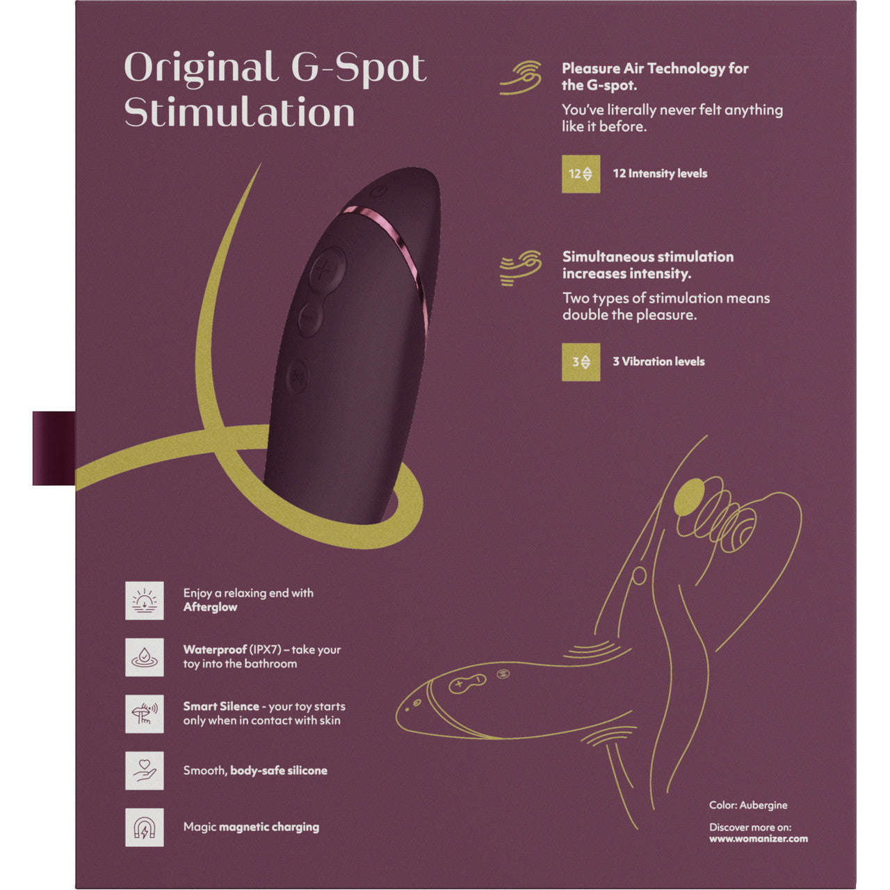 Womanizer OG Pleasure Air G-Spot Stimulator With Vibration - Aubergine