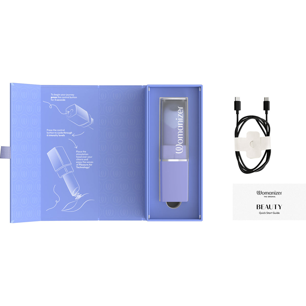 Womanizer Beauty Travel-Friendly Lipstick Pleasure Air Clitoral Stimulator - Lilac
