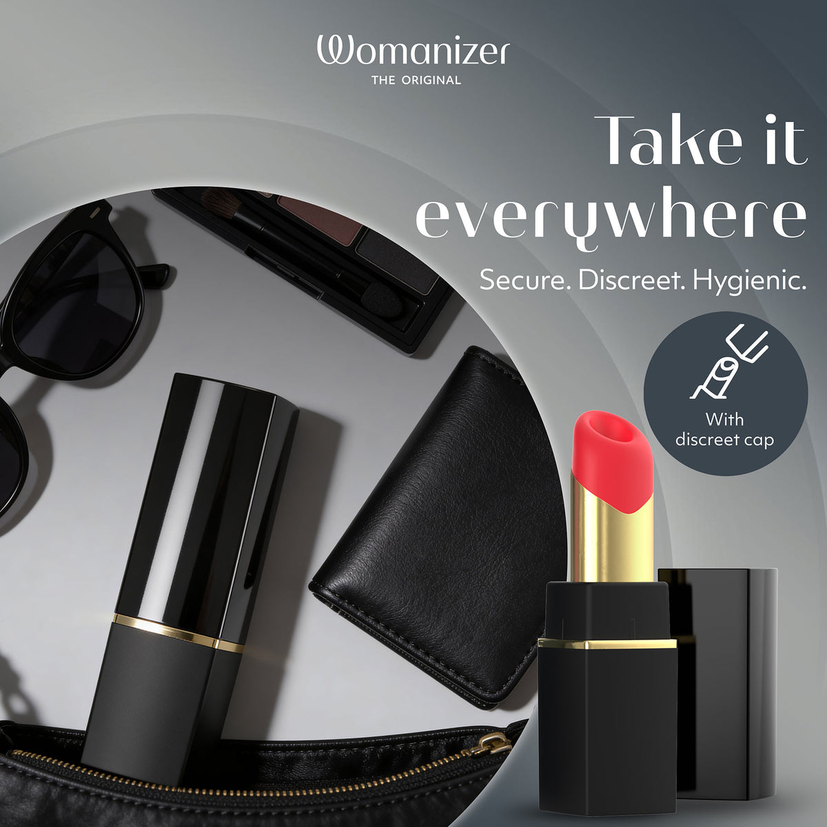 Womanizer Beauty Travel-Friendly Lipstick Pleasure Air Clitoral Stimulator - Infographic