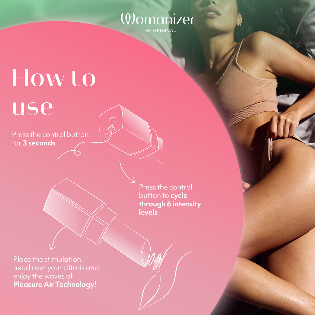 Womanizer Beauty Travel-Friendly Lipstick Pleasure Air Clitoral Stimulator - Infographic