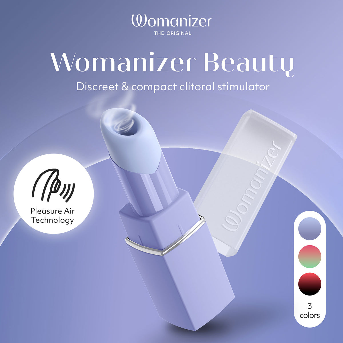 Womanizer Beauty Travel-Friendly Lipstick Pleasure Air Clitoral Stimulator - Infographic