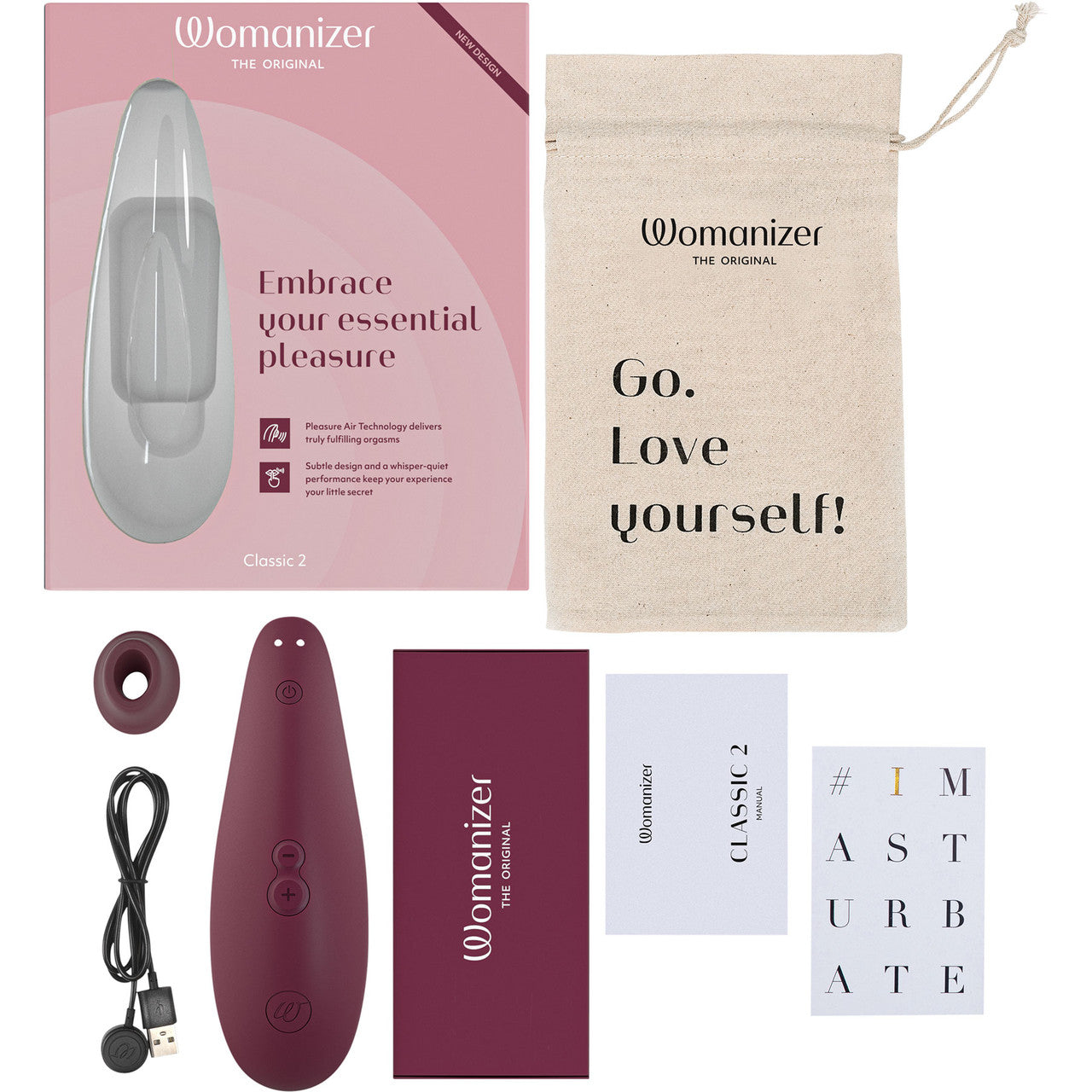 Womanizer Classic 2 Pleasure Air Clitoral Stimulator - Bordeaux