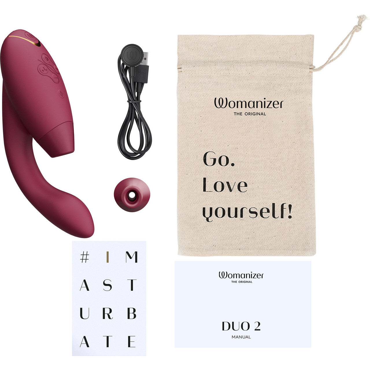 Womanizer DUO 2 Silicone Pleasure Air Clitoral & G-Spot Stimulator - Bordeaux