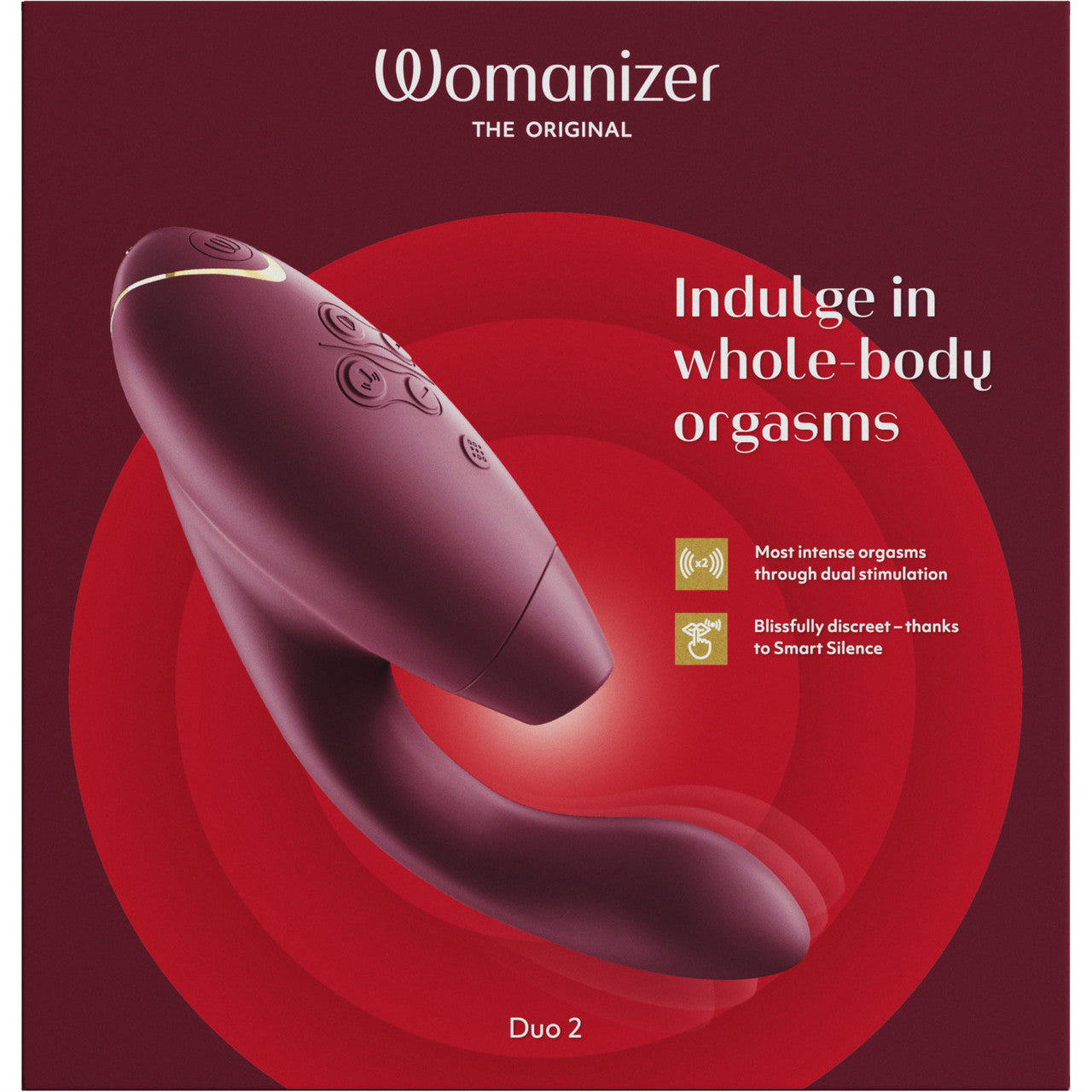 Womanizer DUO 2 Silicone Pleasure Air Clitoral & G-Spot Stimulator - Bordeaux