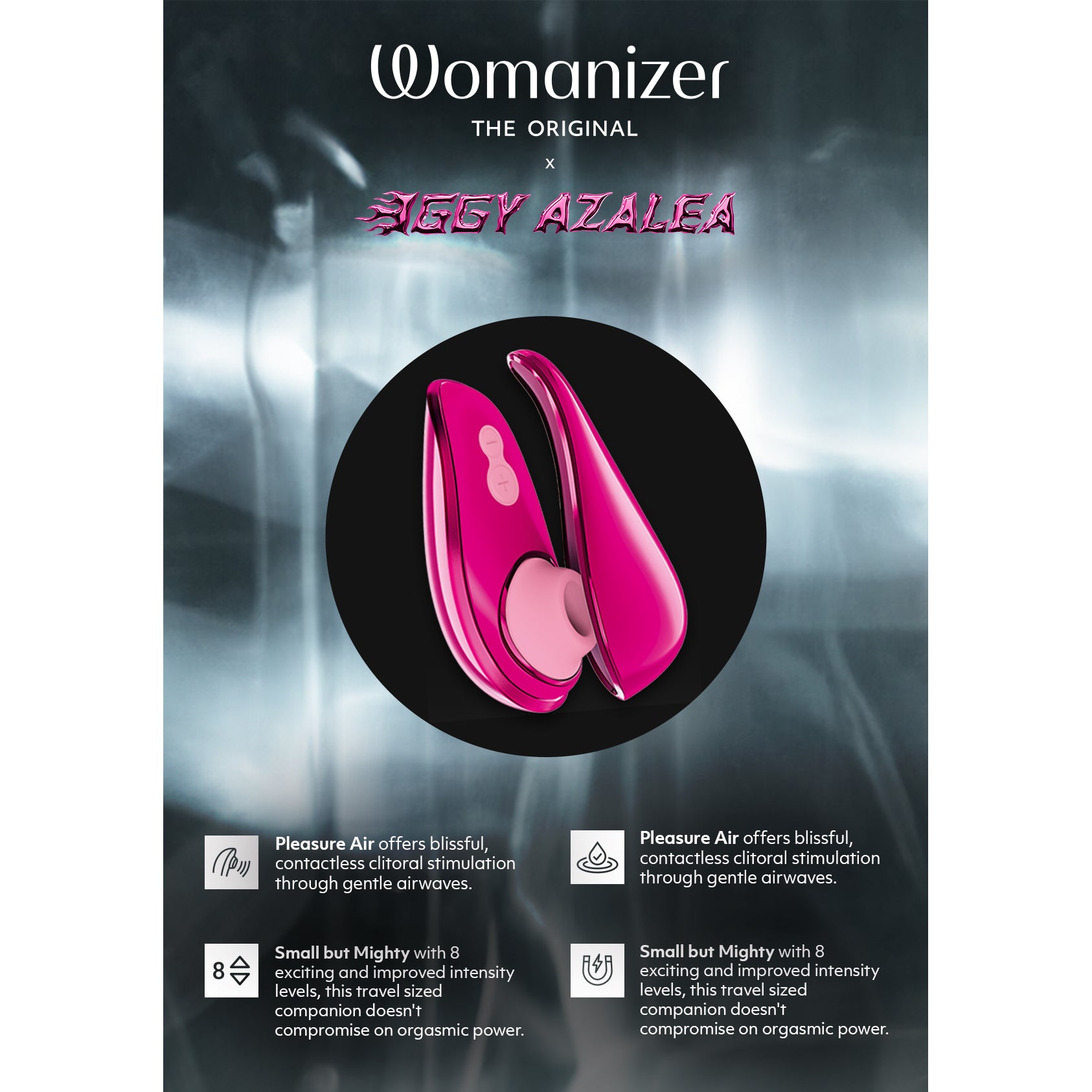 Womanizer Liberty 2 Iggy Azalea Pleasure Air Clitoral Stimulator - Metallic Pink