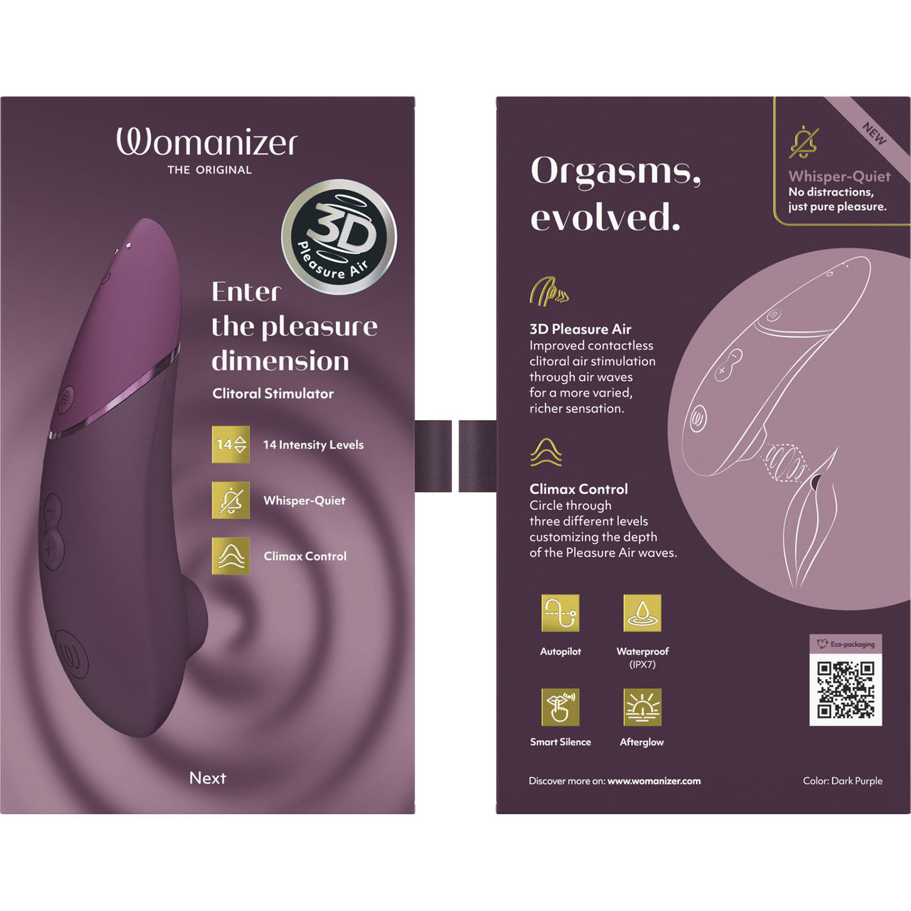 Womanizer Next Pleasure Air Clitoral Stimulator - Dark Purple