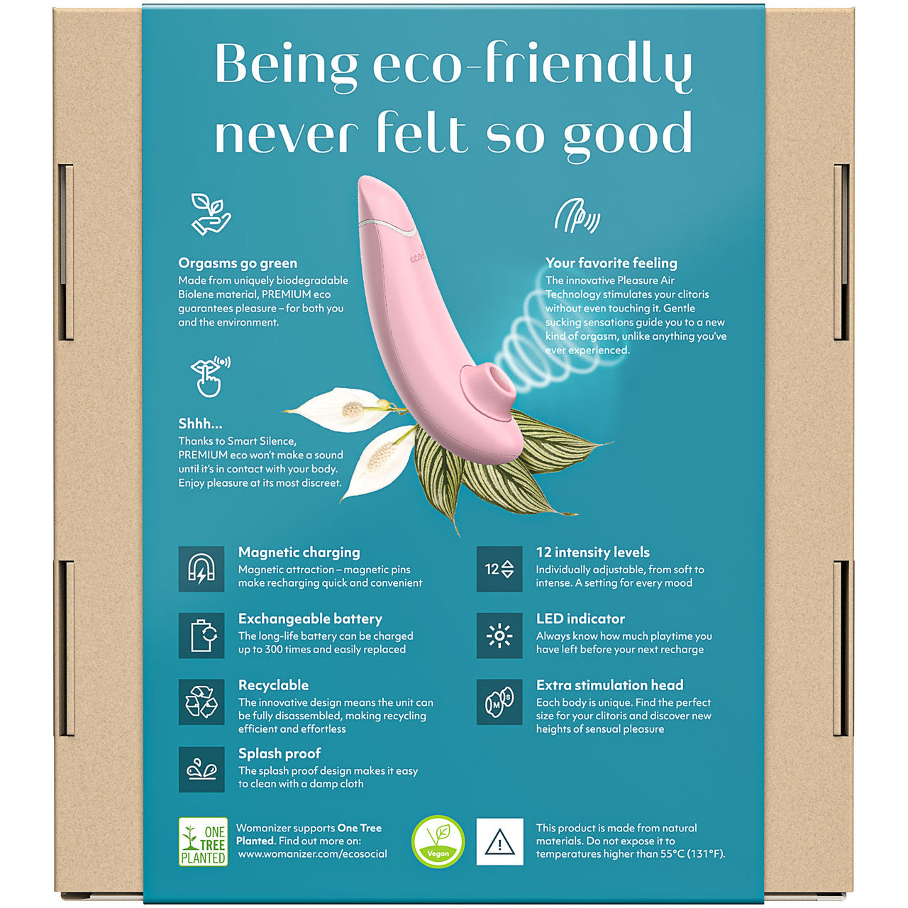 Womanizer Premium ECO Biodegradable Pleasure Air Clitoral Stimulator - Pink
