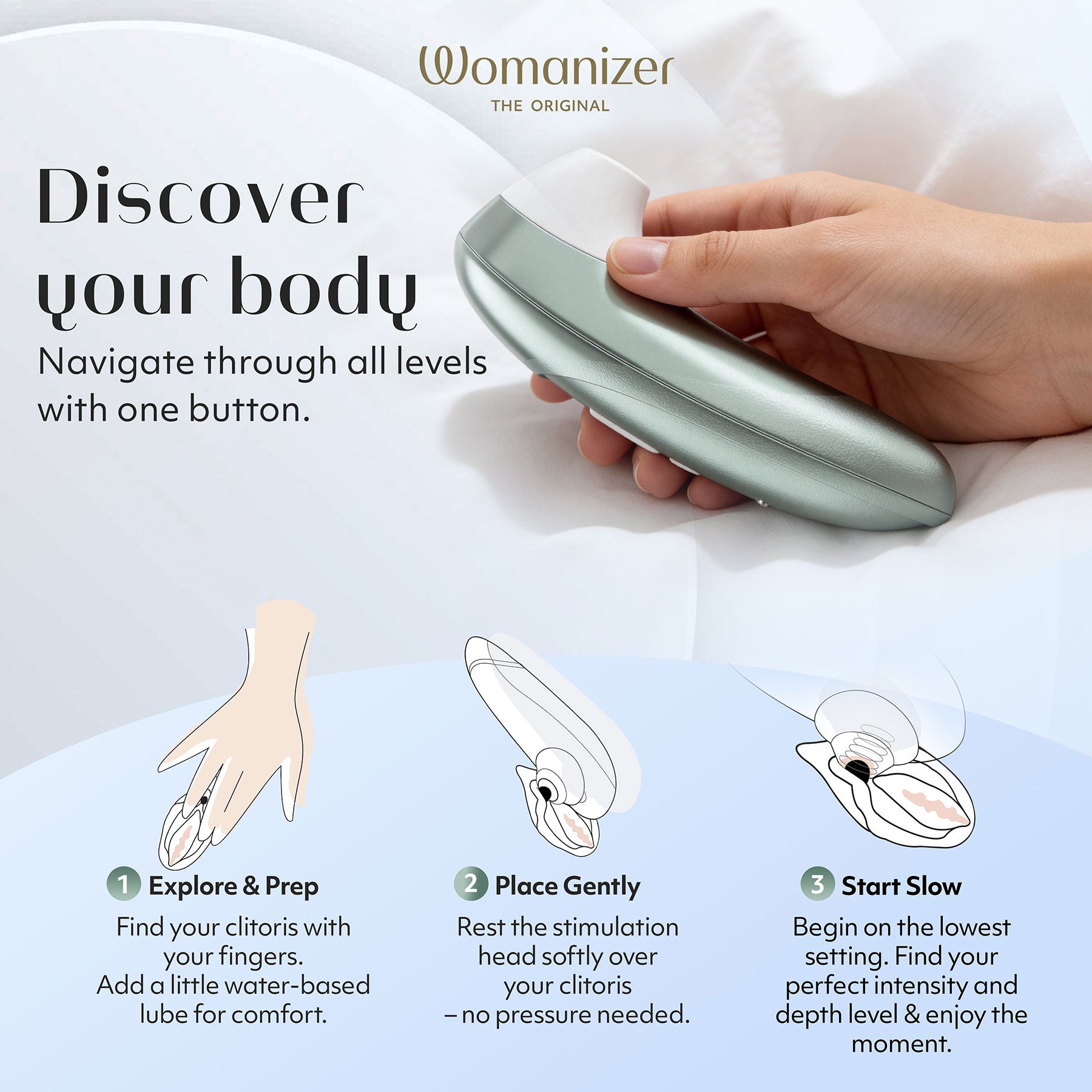 Womanizer Pro Pleasure Air Clitoral Stimulator - Sage