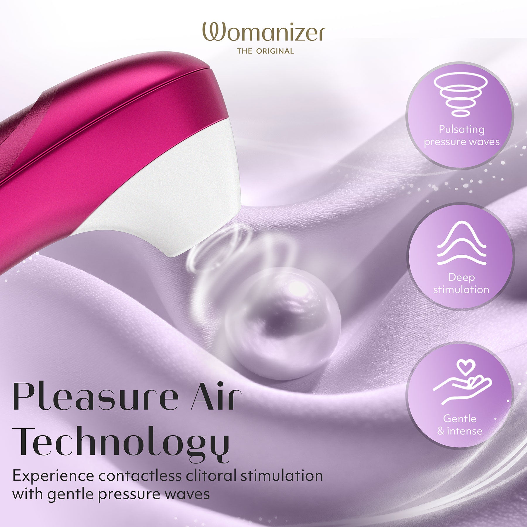 Womanizer Pro Pleasure Air Clitoral Stimulator - Vibrant Pink