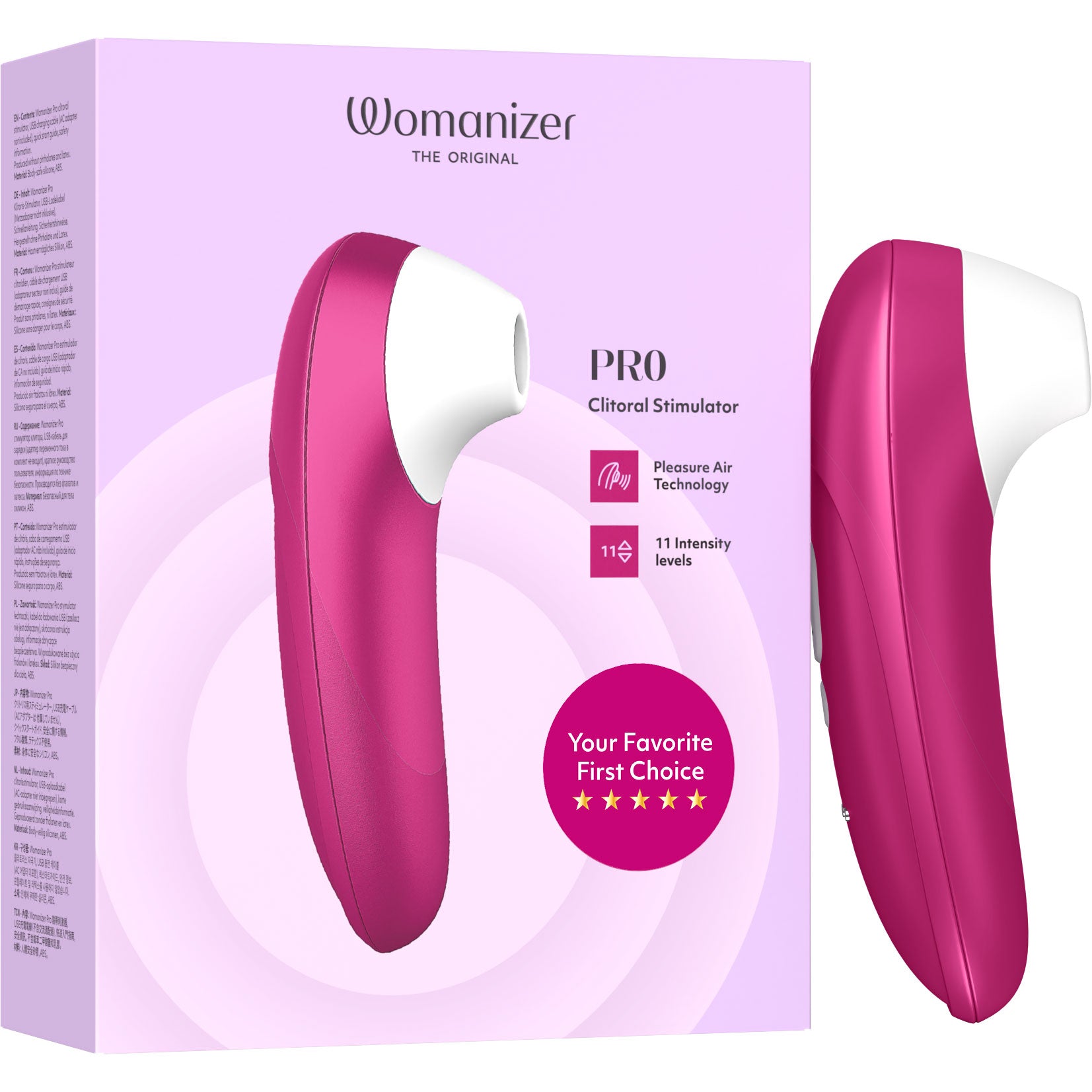 Womanizer Pro Pleasure Air Clitoral Stimulator - Vibrant Pink