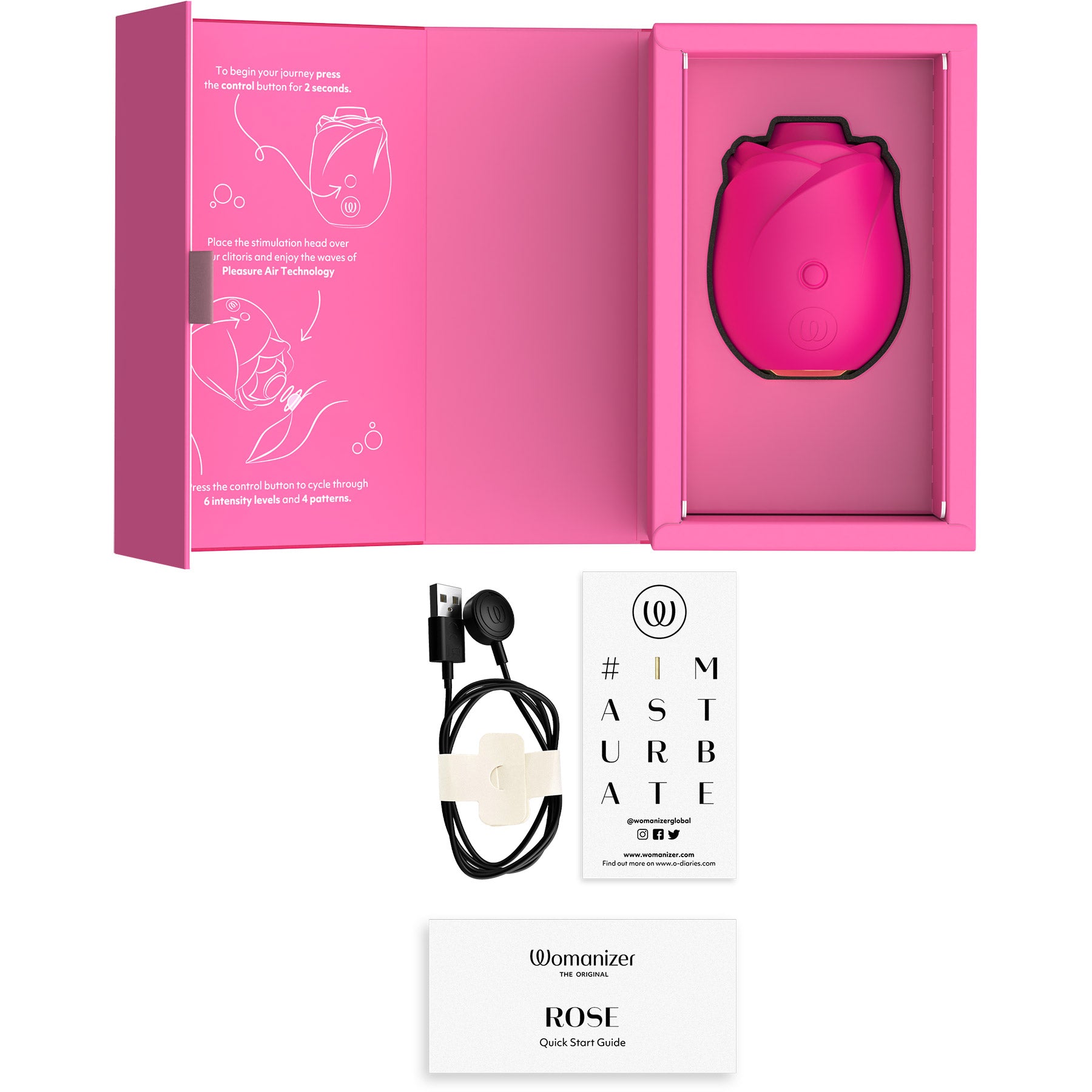 Womanizer Rose Pleasure Air Clitoral Stimulator | Silicone & Womanizer Rose Pleasure Air Clitoral Stimulator | Silicone &