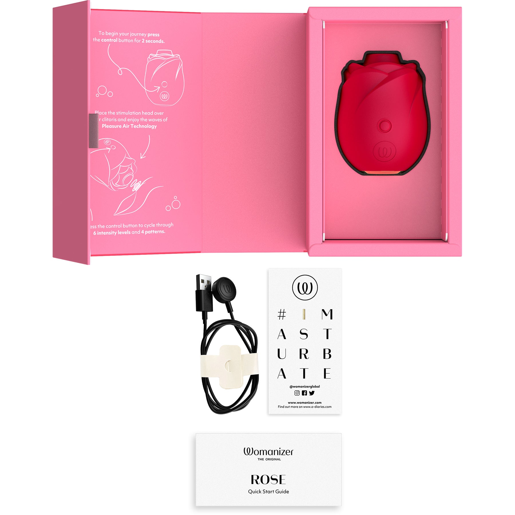 Womanizer Rose Pleasure Air Clitoral Stimulator | Silicone & Womanizer Rose Pleasure Air Clitoral Stimulator | Silicone &