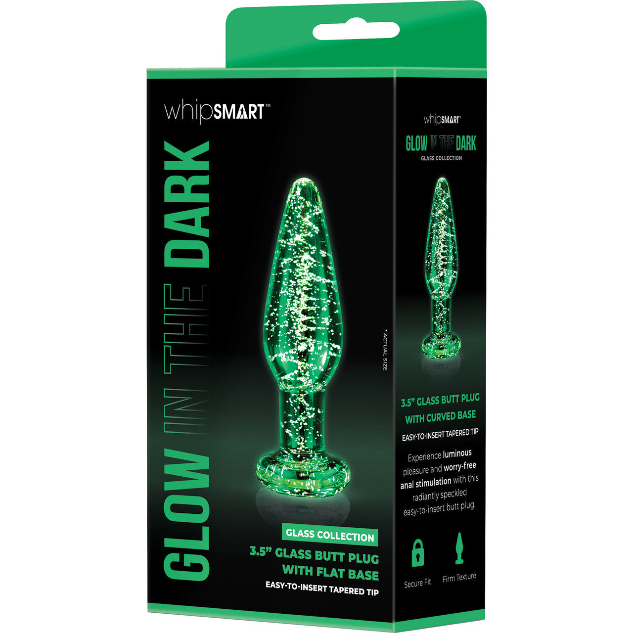 Whipsmart 3.5" Glow In The Dark Glass Butt Plug With Flat Base