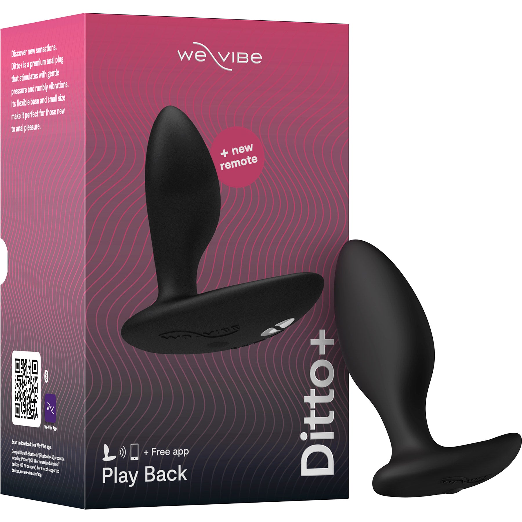 We-Vibe Ditto+ Vibrating Silicone Anal Plug - Satin Black