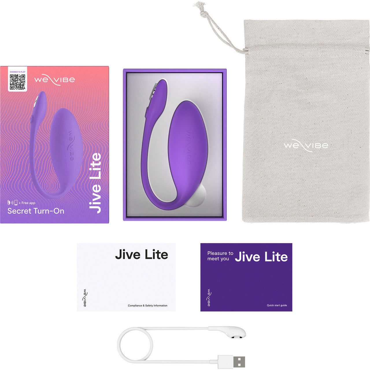 Jive Lite By We-Vibe Rechargeable Silicone App Controlled Wearable G-Spot Vibrator - Purple