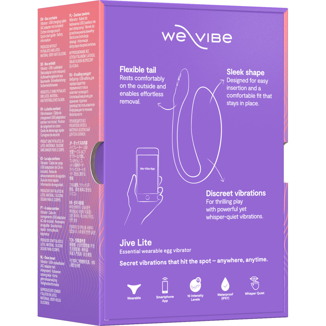 Jive Lite By We-Vibe Rechargeable Silicone App Controlled Wearable G-Spot Vibrator - Purple