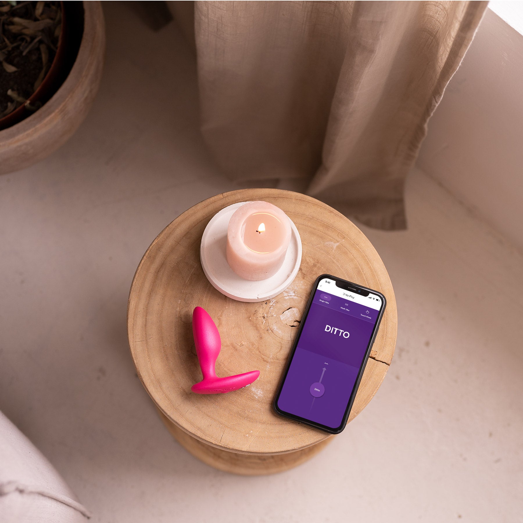 We-Vibe Ditto+ Vibrating Silicone Anal Plug - Cosmic Pink