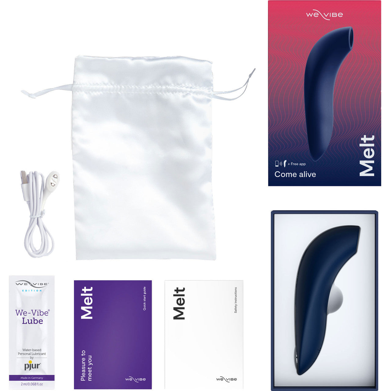 Melt by We-Vibe Waterproof Rechargeable Pleasure Air Clitoral Stimulator - Midnight Blue