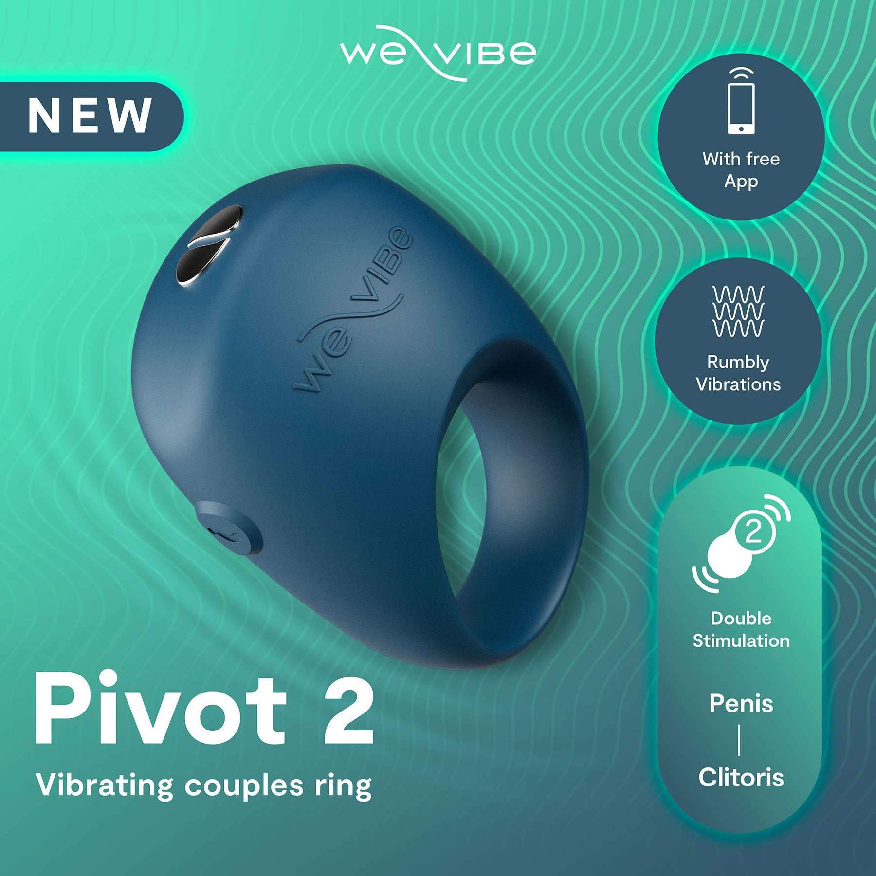 We-Vibe Pivot 2 Vibrating Silicone Rechargeable Couples Ring