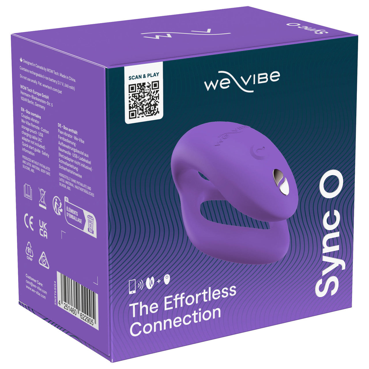 We-Vibe Sync O Rechargeable Silicone Remote & App Controlled Couples Vibrator - Purple