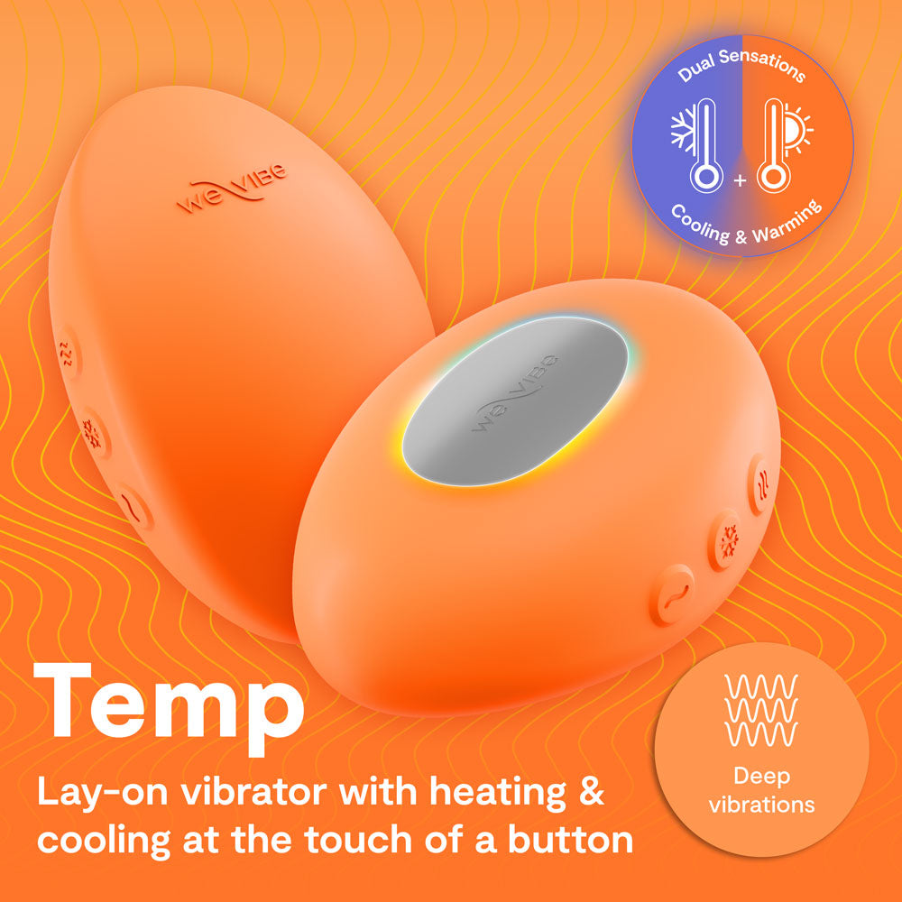 Temp By We-Vibe Heating & Cooling Rechargeable Silicone Lay-On Vibrator - Tangerine