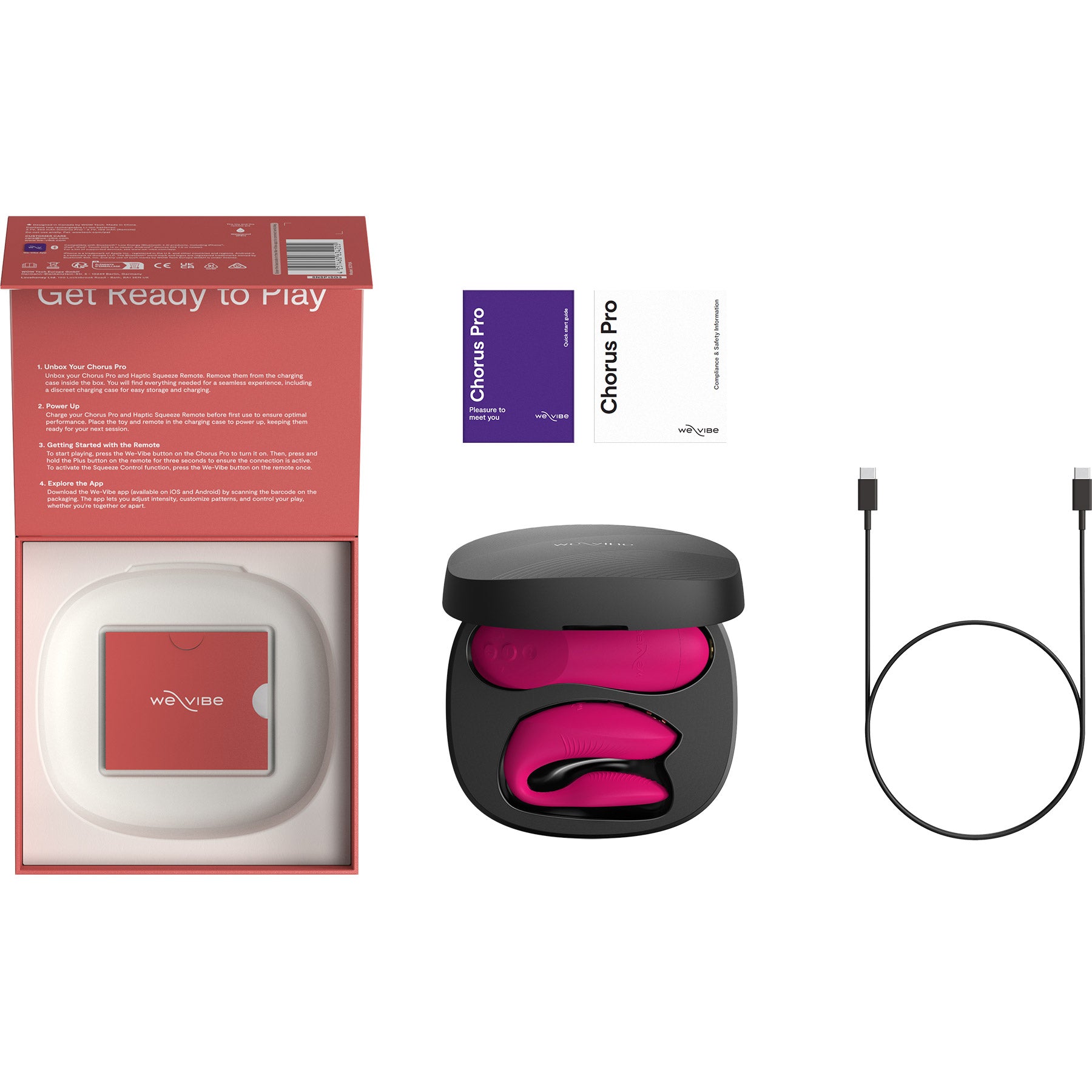 We-Vibe Chorus Pro Premium Remote & App Controlled Couples Vibrator - Electric Pink
