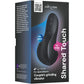 The retail packaging box for the black We-Vibe Shared Touch couple's grinding vibrator, shown at a three-quarter angle on a plain white background.