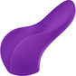 A purple silicone dual-stimulation vibrator with a curved, ergonomic design, featuring a textured surface, soft edges, and three control buttons on the top surface. The brand name 'We-Vibe' is debossed on the product.