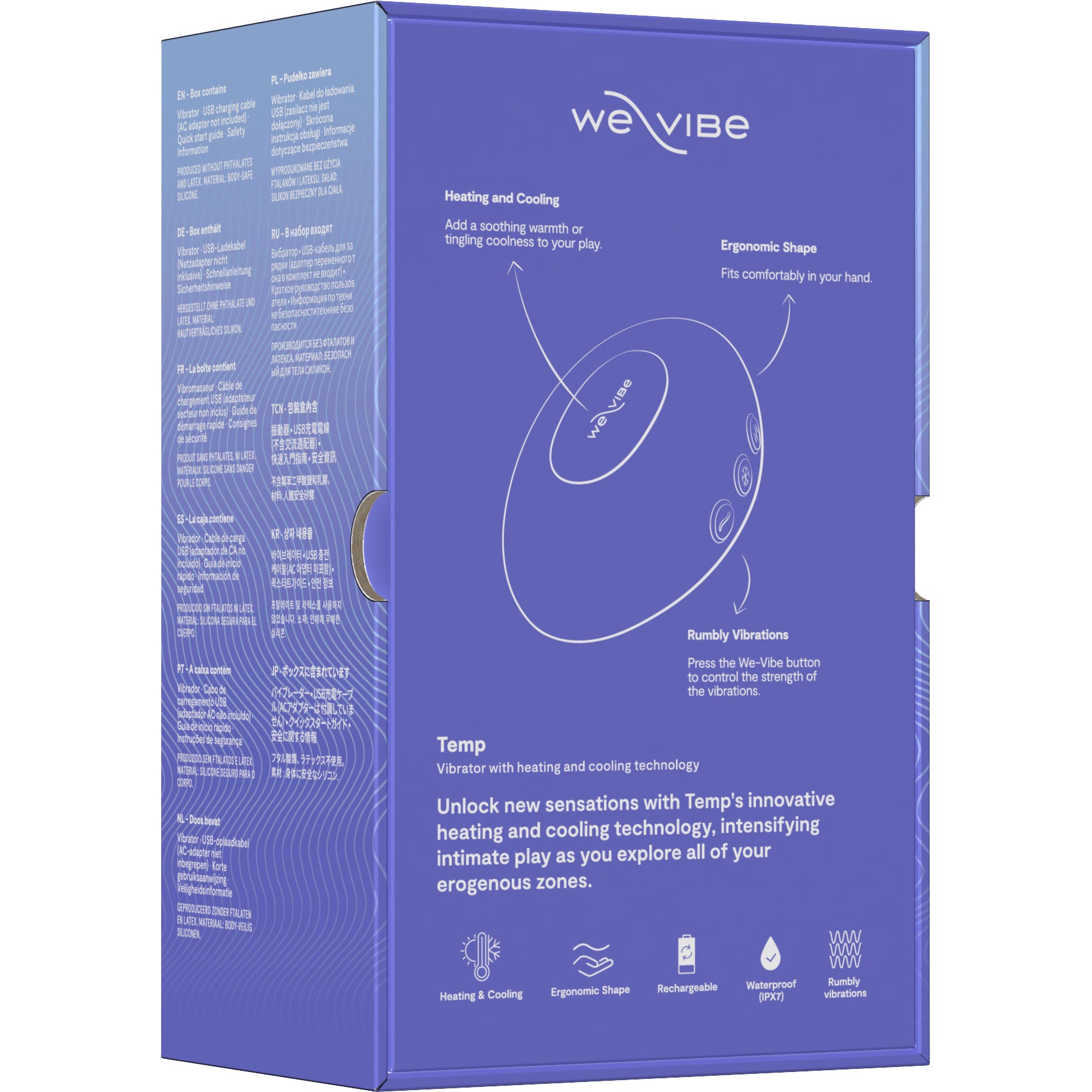 Temp By We-Vibe Heating & Cooling Rechargeable Silicone Lay-On Vibrator - Lavender