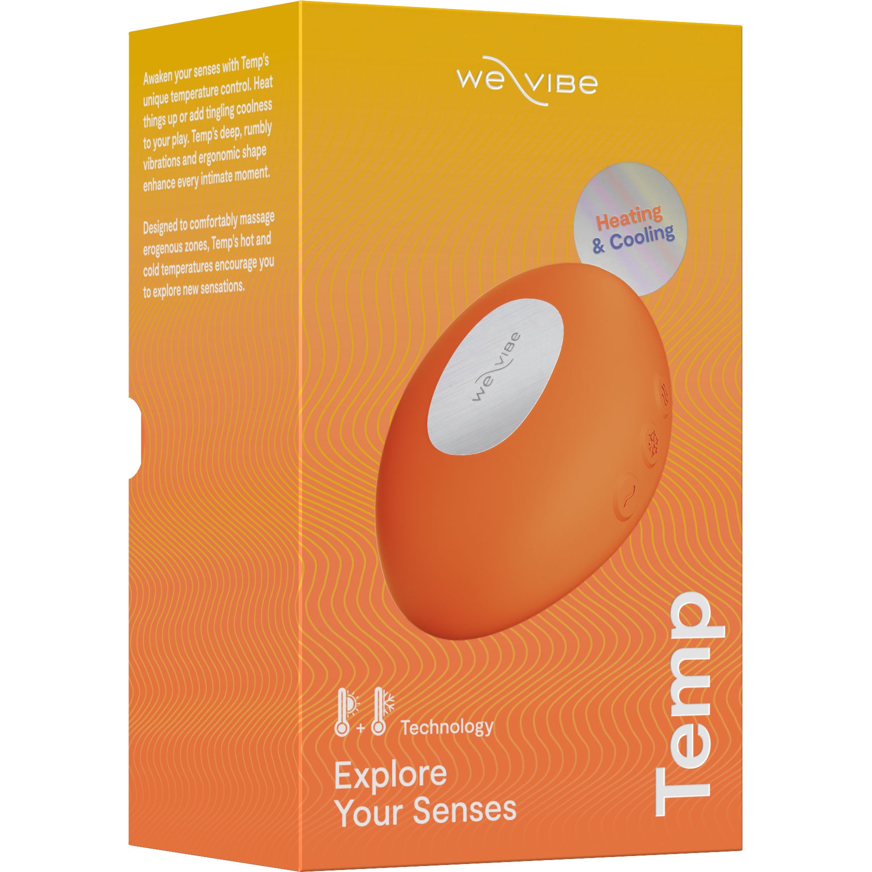 Temp By We-Vibe Heating & Cooling Rechargeable Silicone Lay-On Vibrator - Tangerine