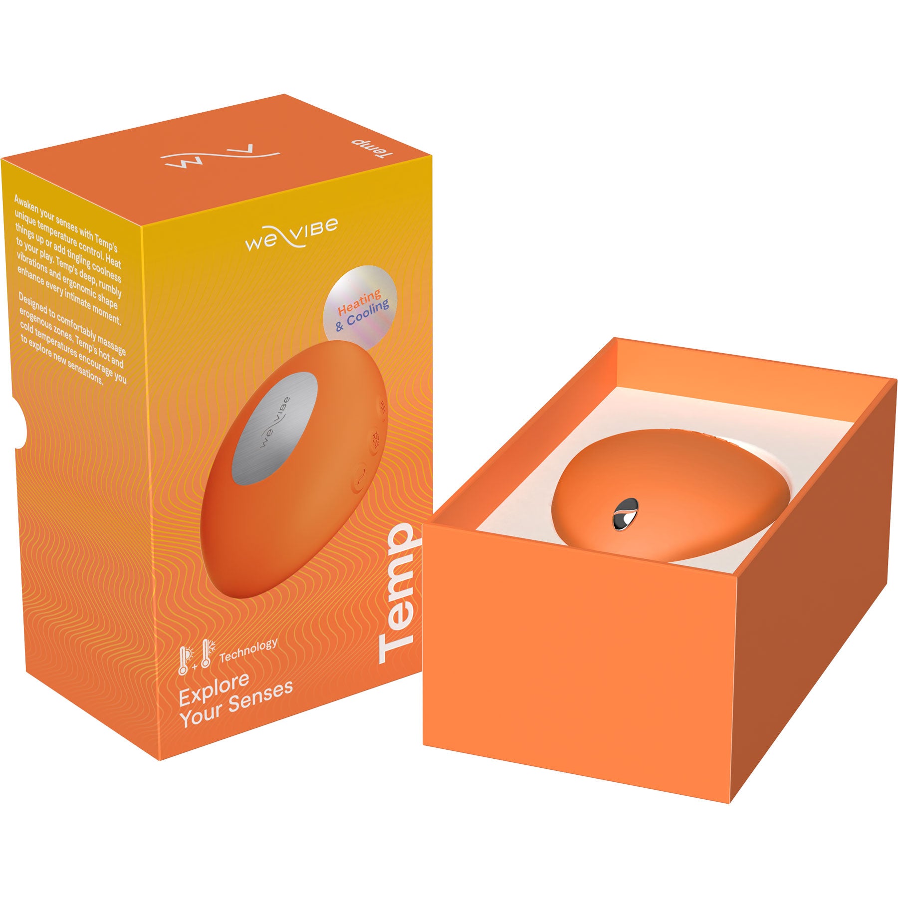 Temp By We-Vibe Heating & Cooling Rechargeable Silicone Lay-On Vibrator - Tangerine