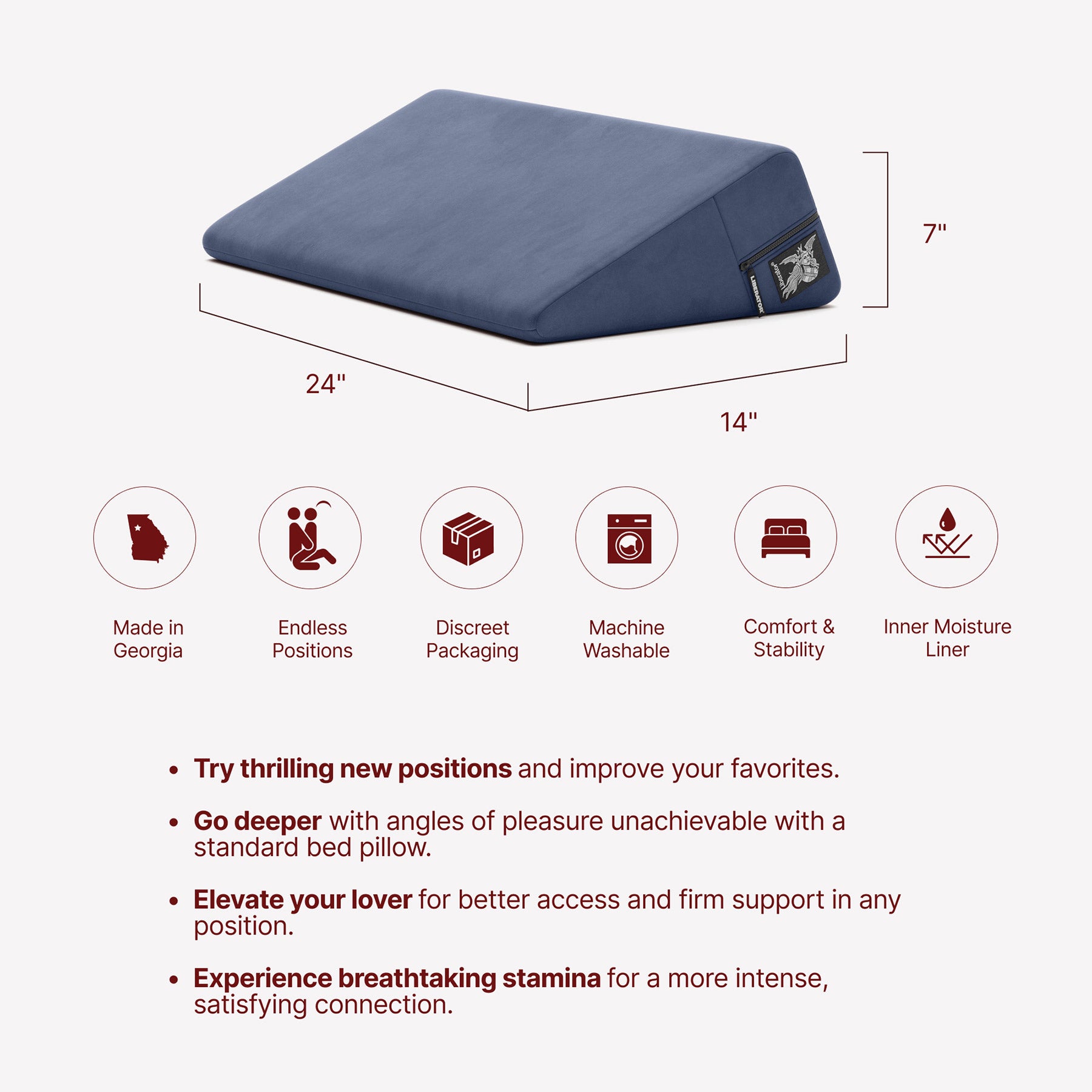 Liberator SynLeather Wedge Sex Pillow - Infographic