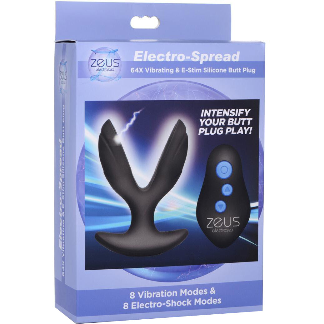 Zeus Electrosex 64X Electro-Spread Vibrating E-stim Silicone Butt Plug With Remote Control