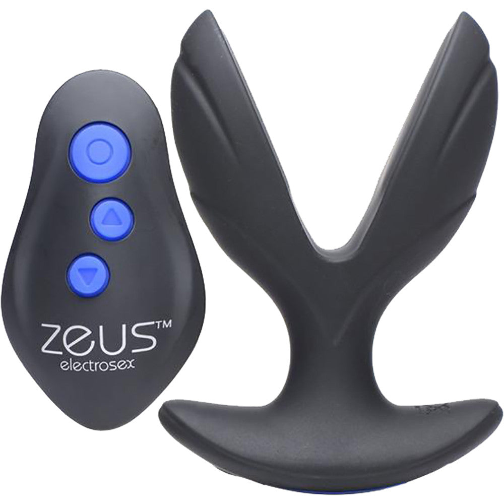 Zeus Electrosex 64X Electro-Spread Vibrating E-stim Silicone Butt Plug With Remote Control