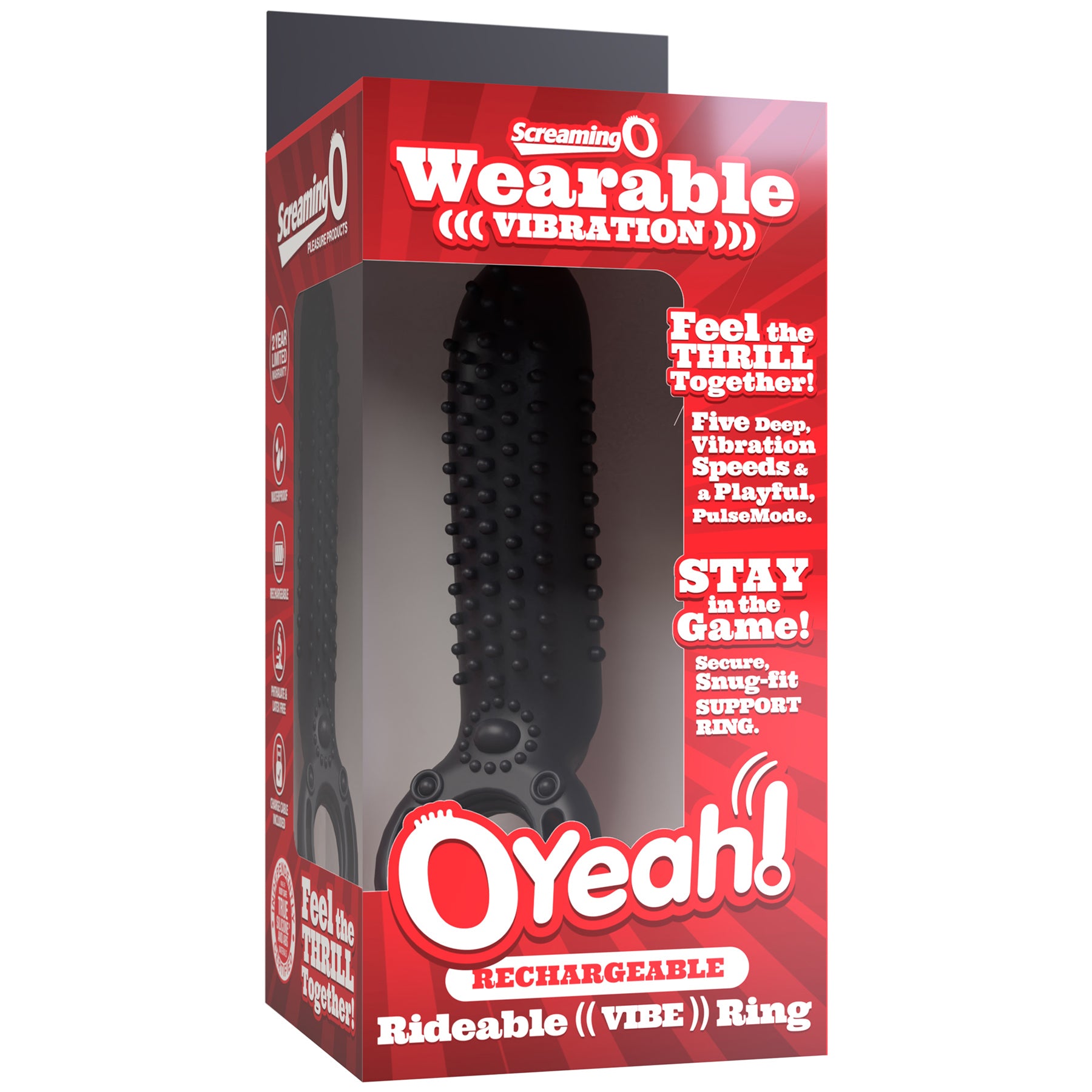 OYeah Rechargeable Rideable Vibrating Ring By Screaming O - Black