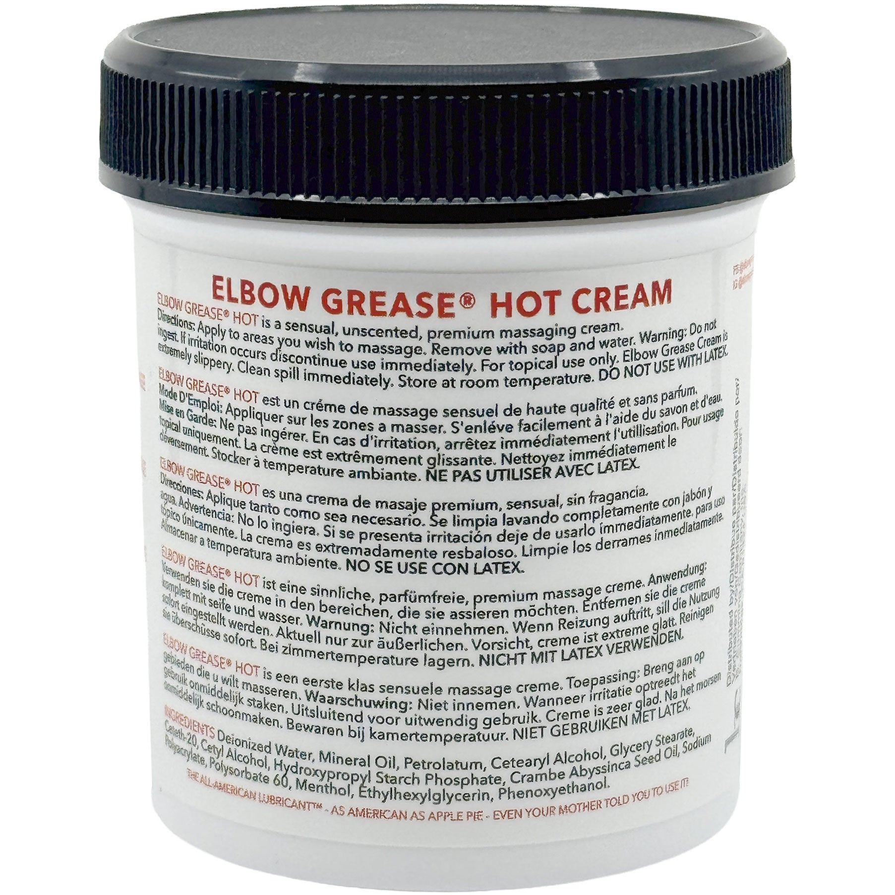 Elbow Grease Massage Cream Hot Formula - 4 oz Back