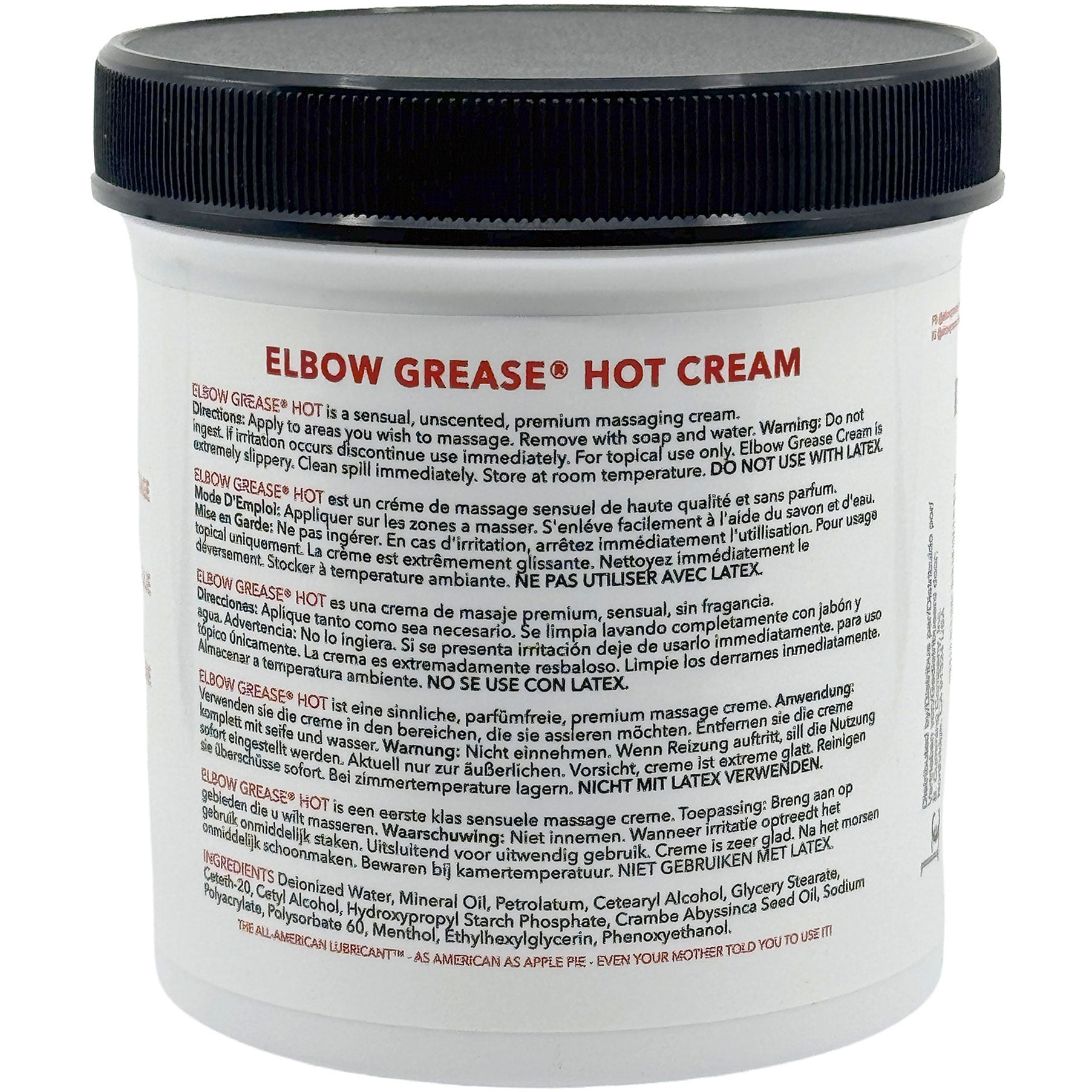 Elbow Grease Massage Cream Hot Formula - 15 oz Back