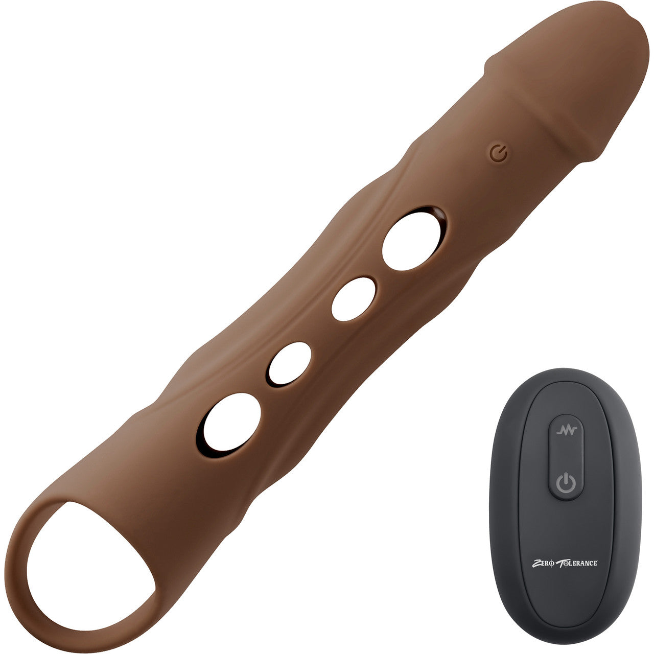 Zero Tolerance Big Boy Extender Rechargeable Silicone Penis Extension With Remote - Chocolate