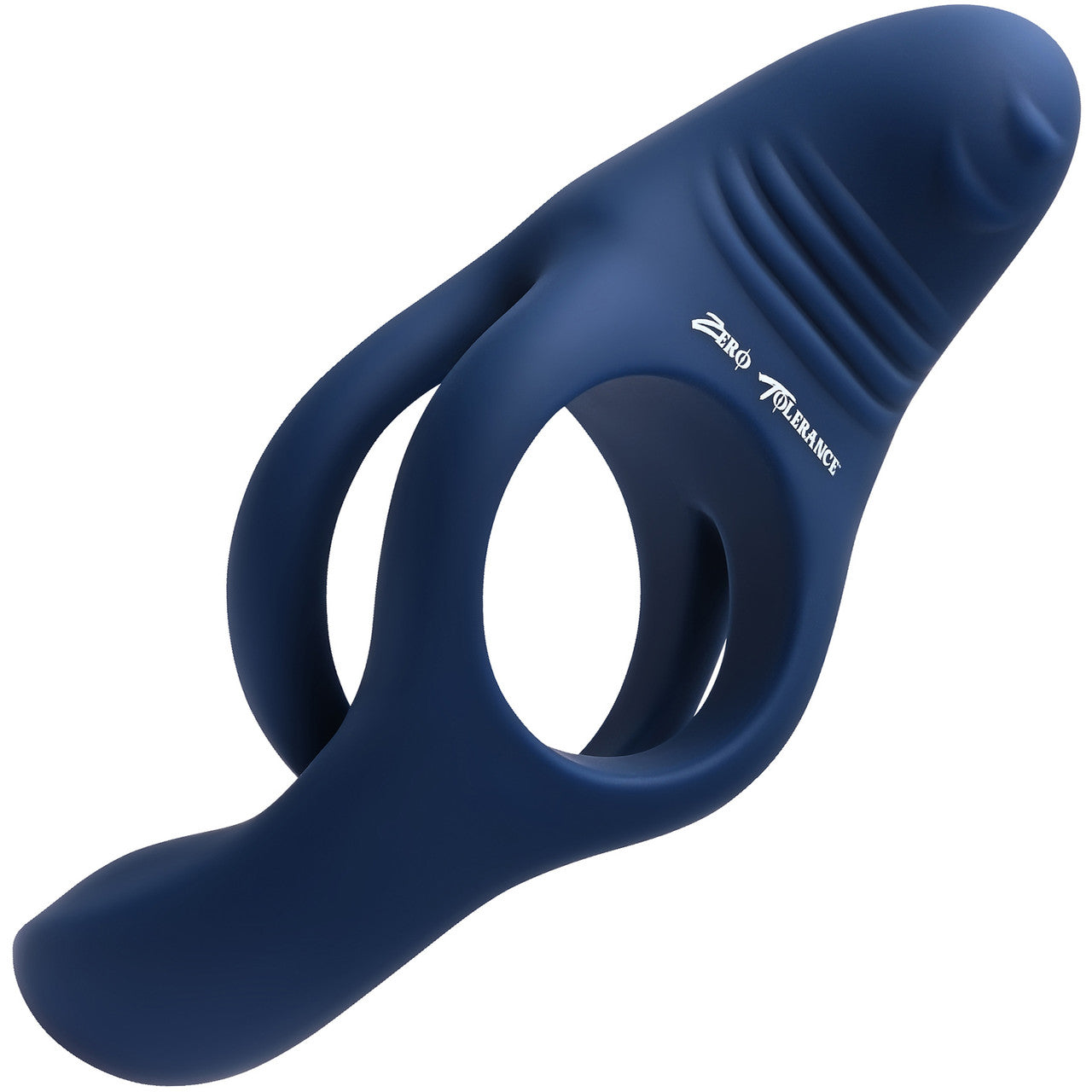 Zero Tolerance Ring Around The Rosy Silicone Vibrating Double Cock Ring & Ball Stimulator - Blue