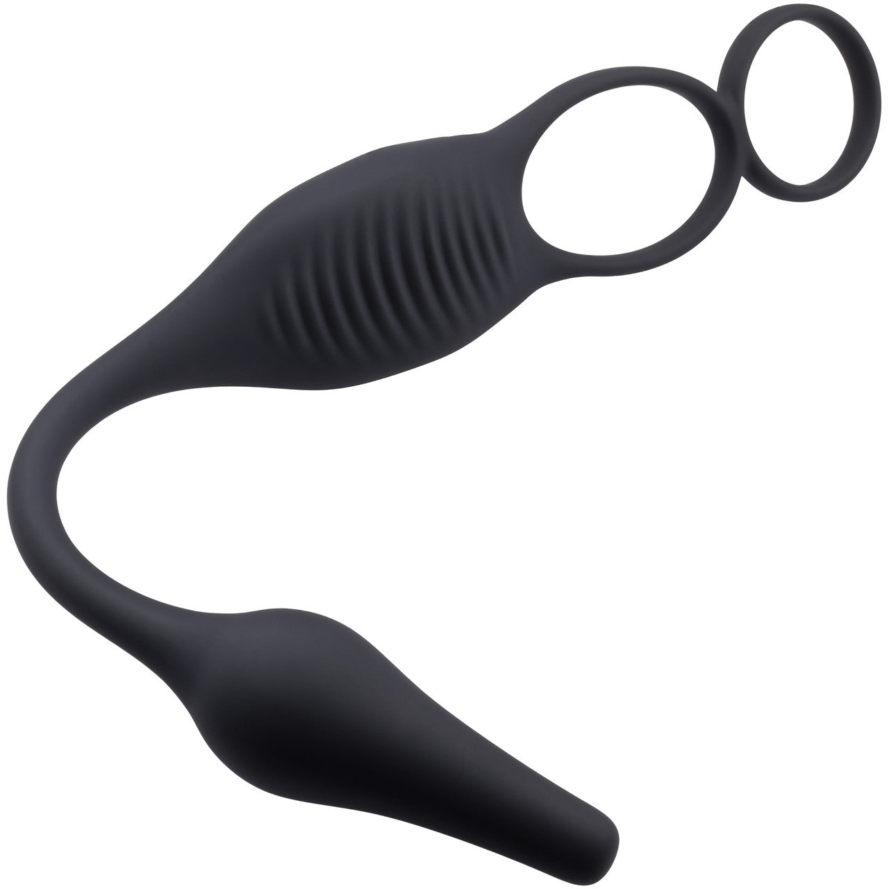 Zero Tolerance Plug & Tug Silicone Vibrating Anal Plug & Perineum Massager With Cock & Ball Rings - Black