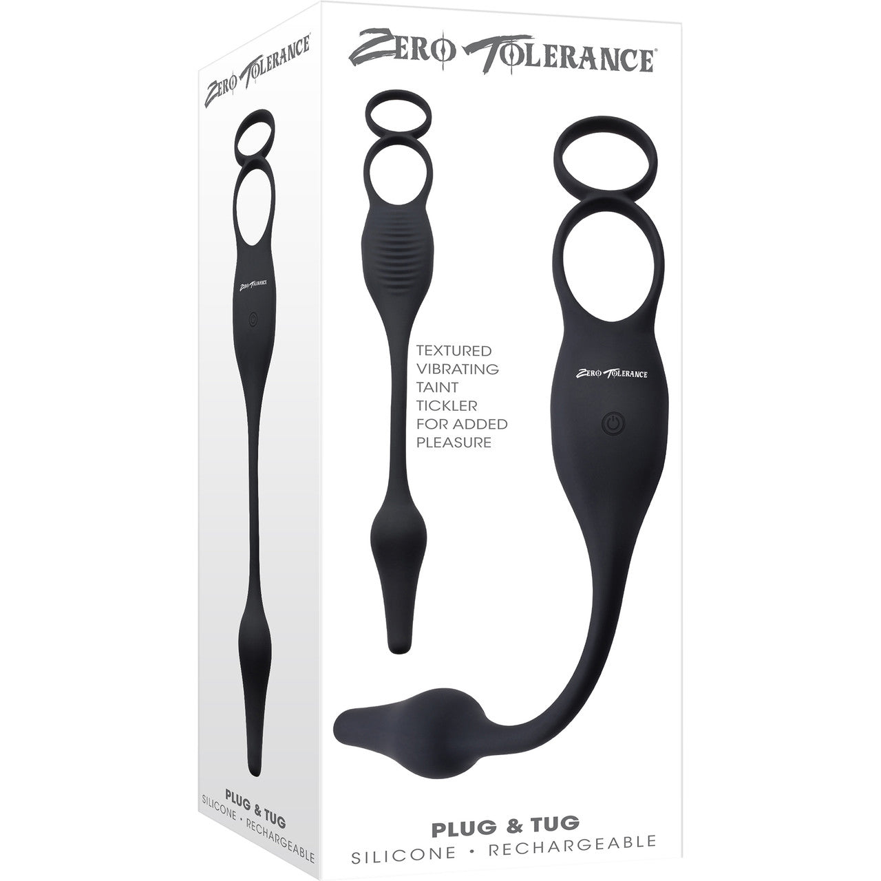 Zero Tolerance Plug & Tug Silicone Vibrating Anal Plug & Perineum Massager With Cock & Ball Rings - Black