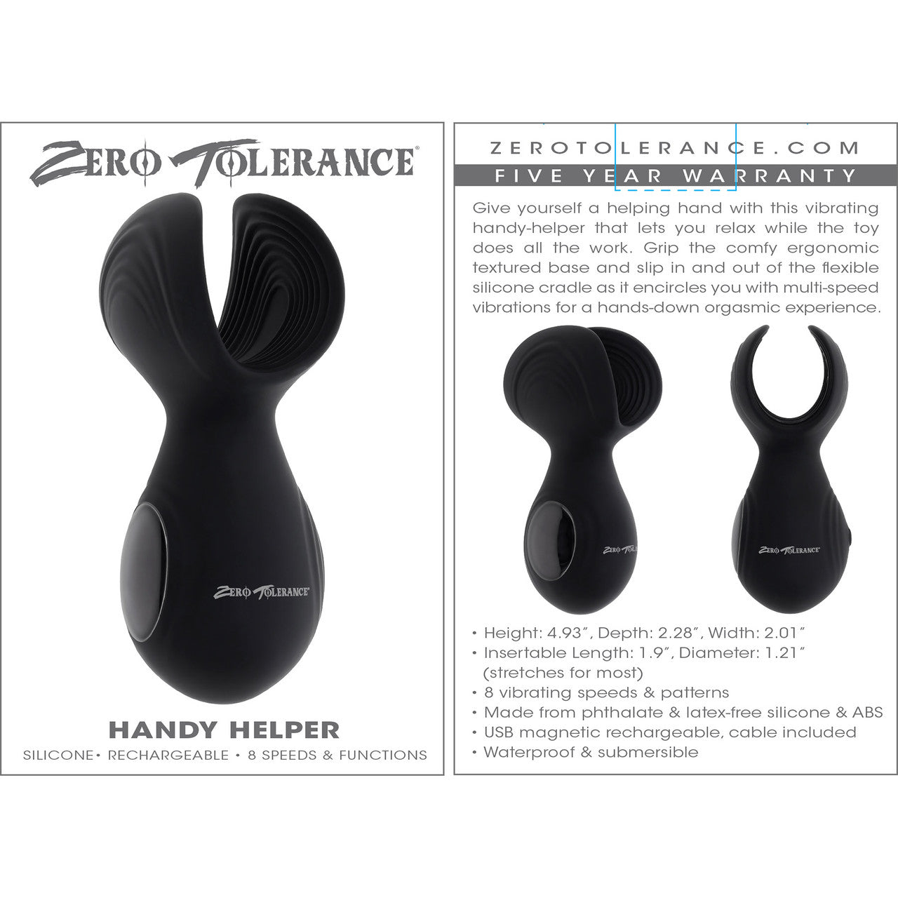 Zero Tolerance Handy Helper Rechargeable Waterproof Silicone Vibrating Penis Stroker