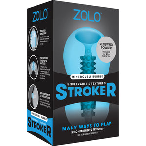 ZOLO Squeezable Mini Double Bubble Stroker Penis Masturbator - Blue