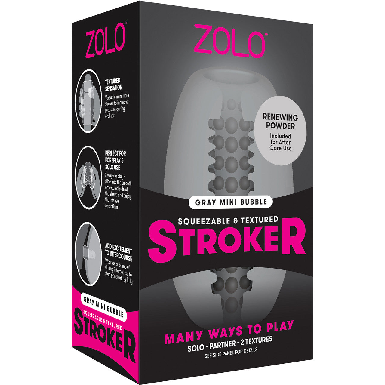 ZOLO Squeezable Mini Bubble Stroker Penis Masturbator - Gray