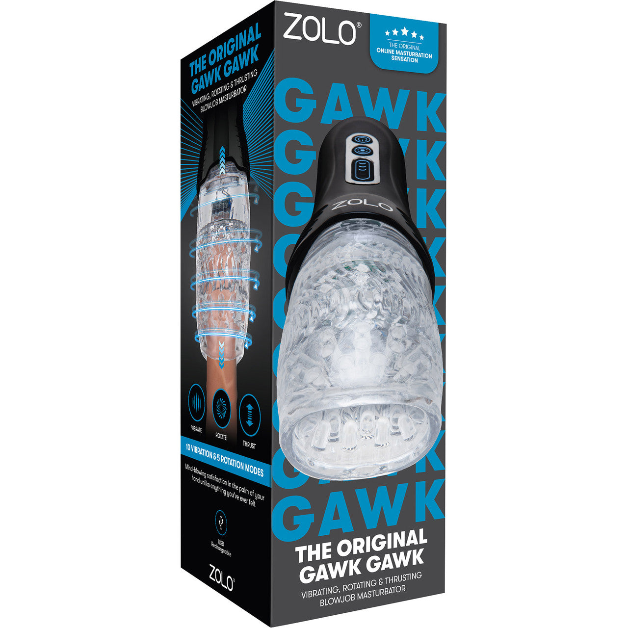 ZOLO The Original Gawk Gawk Rechargeable Vibrating, Rotating & Thrusting Oral Sex Penis Masturbator