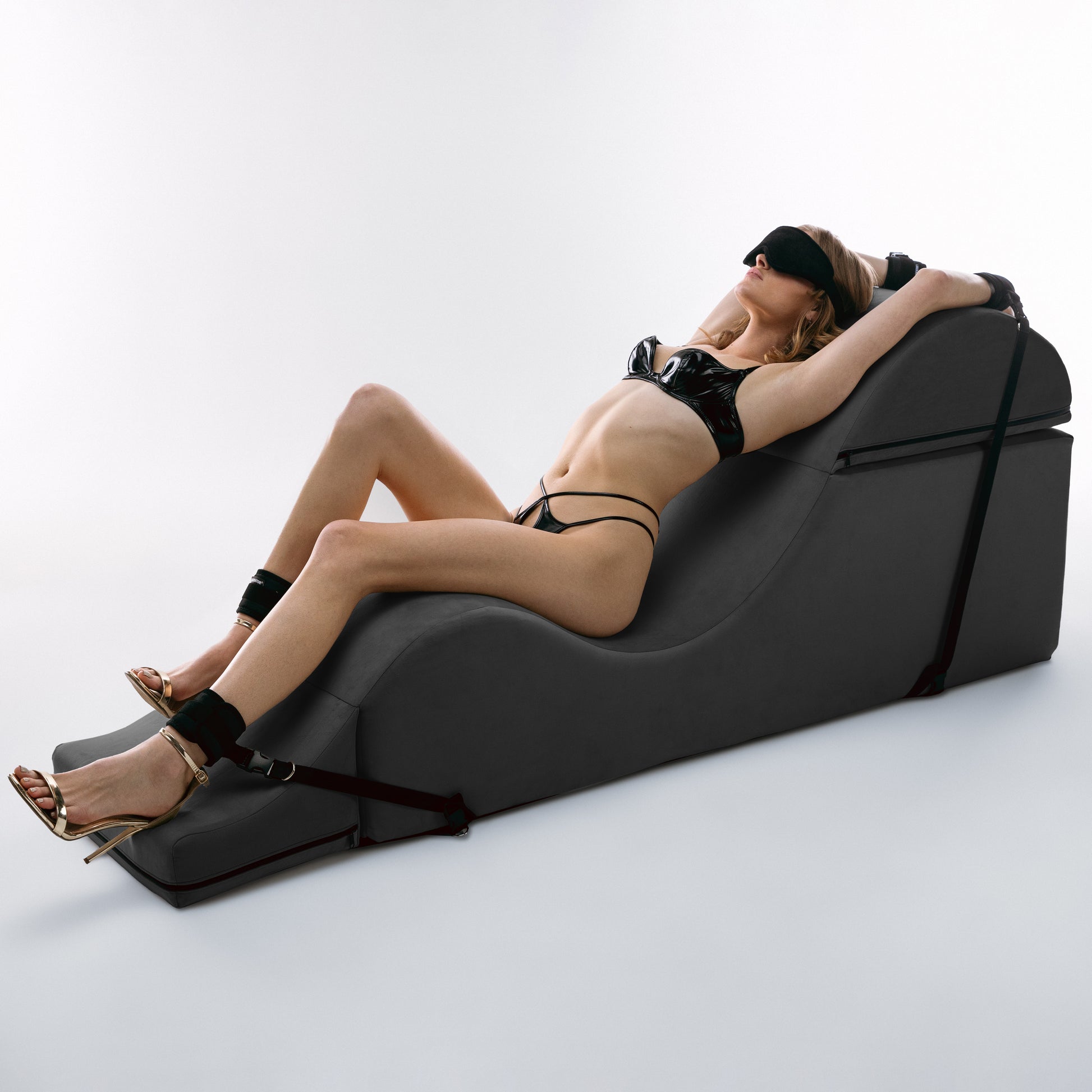 Liberator Bondage Aria Convertible Sex Chaise & End Of Bed Bench - Microvelvet Black